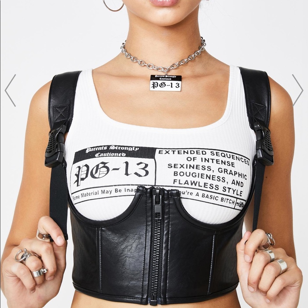 Under boob leather corset with zipper